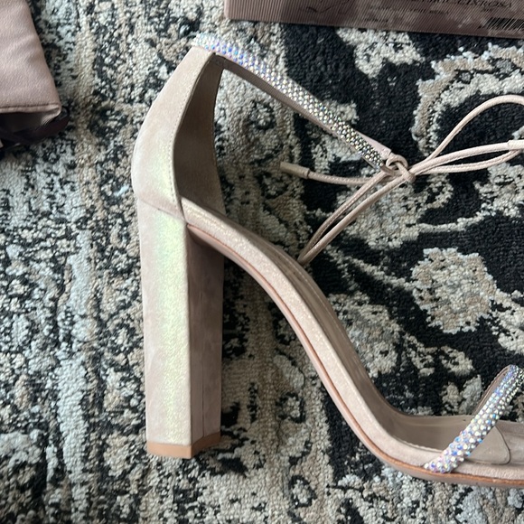 Gianvito Rossi sz 39 (9) Camoscio Oil Rosa heeled front tie sandals w/ sparkles - Picture 2 of 7